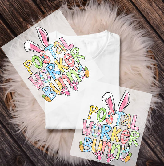 Postal Worker Bunny ready to press DTF transfer