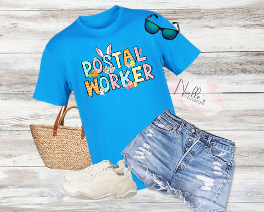 Postal worker Easter bunny ears tshirt